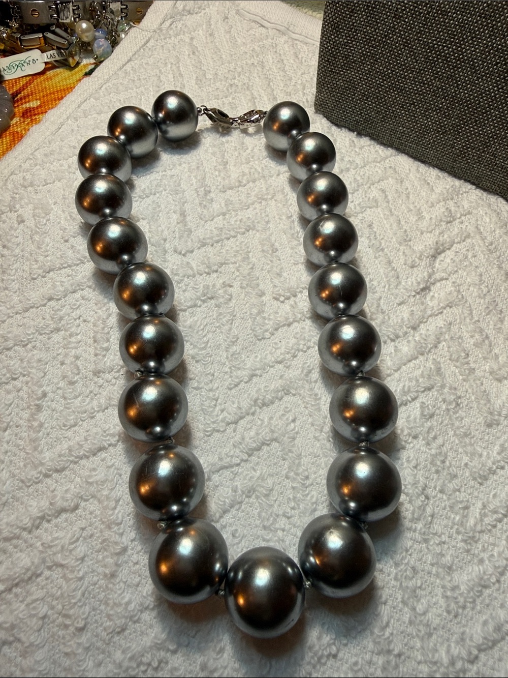 Vintage Richelieu Gray Charcol Bead Necklace - Women Jewelry